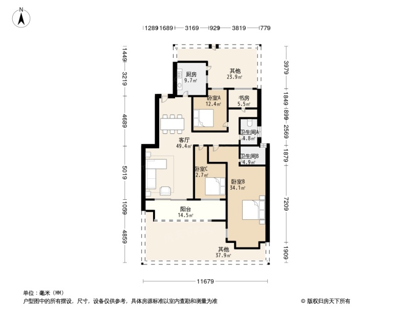 曲靖心香别院户型图图片