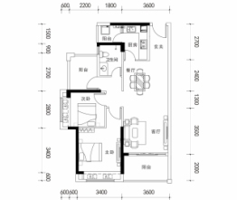 嘉和盛世2室2厅1厨1卫建面88.00㎡