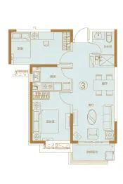 恒大御景湾2室2厅1厨1卫建面83.00㎡