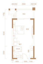 海湾花园1室1厅1厨1卫建面43.03㎡