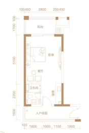 海湾花园1室1厅1厨1卫建面48.76㎡