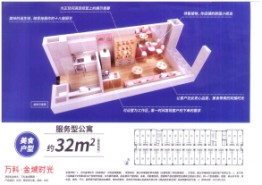 万科金域时光（商业）1室1厅1厨1卫建面32.00㎡