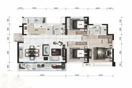 光明蓉府项目3室2厅1厨2卫建面121.00㎡