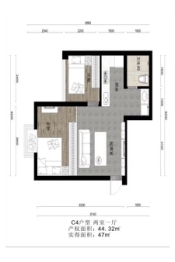 思学园智能村2室1厅1厨1卫建面44.32㎡