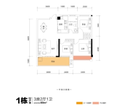 锦荟豪庭3室2厅1厨1卫建面89.00㎡