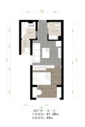 思学园智能村1室1厅1厨1卫建面41.56㎡