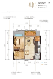 政泰大厦2室2厅1厨1卫建面73.00㎡