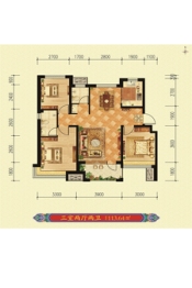 荣盛锦绣观邸3室2厅1厨2卫建面113.64㎡