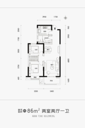 融信·时光之城2室2厅1厨1卫建面86.00㎡