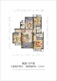 璞樾里3室2厅1厨2卫建面122.00㎡