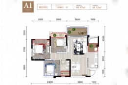 兴诚·锦云府3室2厅1厨1卫建面84.87㎡
