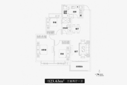 恒大龙奥御苑3室2厅1厨1卫建面123.63㎡