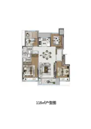 中骏临栖云府3室2厅1厨2卫建面118.00㎡