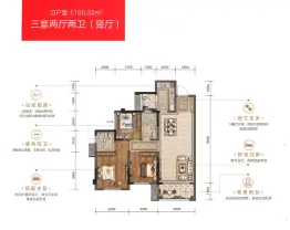 金科·集美天宸3室2厅1厨2卫建面100.32㎡