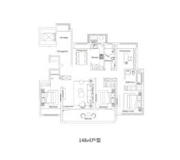 金融街融悦湾4室2厅1厨2卫建面148.00㎡