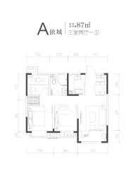 即墨青特城3室2厅1厨1卫建面87.00㎡