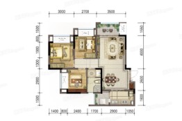 中国摩3室2厅1厨1卫建面81.00㎡