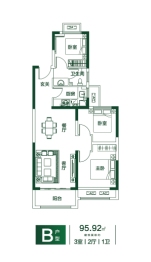 亚星环翠居3室2厅1厨1卫建面95.92㎡