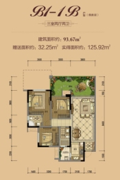 优筑新城3室2厅1厨2卫建面93.67㎡