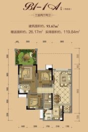 优筑新城3室2厅1厨2卫建面93.67㎡