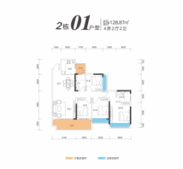 财信·半岛华庭4室2厅1厨2卫建面128.87㎡