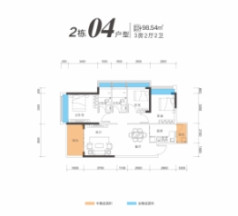 财信·半岛华庭3室2厅1厨2卫建面98.54㎡