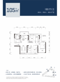 京基御景珑庭3室2厅1厨2卫建面105.00㎡