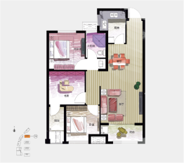 旭东广场3室2厅1厨1卫建面95.90㎡