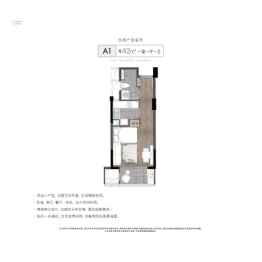 杭州桃李春风如山1室1厅1厨1卫建面42.00㎡