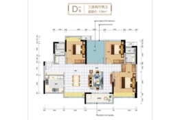 万科中骏金域西江3室2厅1厨2卫建面126.00㎡