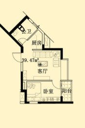 江南梅湾1室1厅1厨1卫建面39.47㎡