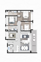 万科海上大都会左岸4室2厅1厨2卫建面148.00㎡