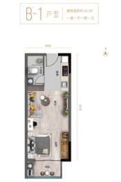 长沙百联购物公园·空港8号1室1厅1厨1卫建面44.20㎡