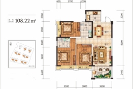 楼厦花园3室2厅1厨2卫建面108.22㎡