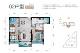 新会骏景湾·领誉3室2厅1厨2卫建面97.00㎡