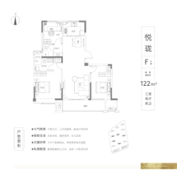 华美悦澜湾3室2厅1厨2卫建面122.00㎡