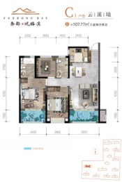 秦都·悦榕湾3室2厅1厨2卫建面107.77㎡