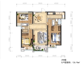 蓝田新城｜麓湖半岛3室2厅1厨2卫建面126.96㎡