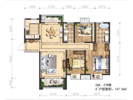 蓝田新城｜麓湖半岛3室2厅1厨2卫建面148.00㎡