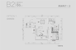 恩瑞御西湖2室2厅1厨1卫建面86.00㎡