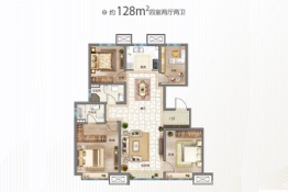 实地·天津蔷薇国际4室2厅1厨2卫建面128.00㎡