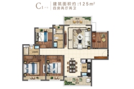 海蓝奥园滨江一号4室2厅1厨2卫建面125.00㎡