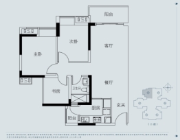 保利同济府3室2厅1厨1卫建面88.00㎡