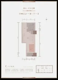 辰兴·时光之城1室1厅1厨1卫建面42.00㎡