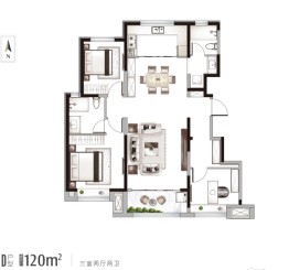 齐河紫薇公馆3室2厅1厨2卫建面120.00㎡