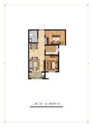 国宅澜悦府2室2厅1厨1卫建面80.00㎡