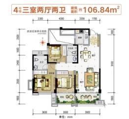 蓝润·置地广场3室2厅1厨2卫建面106.00㎡