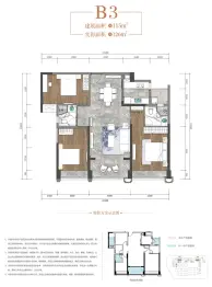 金沙宸宇公馆3室2厅1厨2卫建面115.00㎡