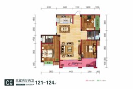 诚信御园3室2厅1厨2卫建面121.00㎡