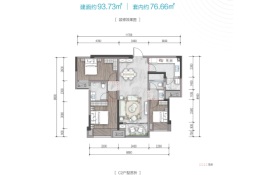 美的云来3室2厅1厨2卫建面93.73㎡